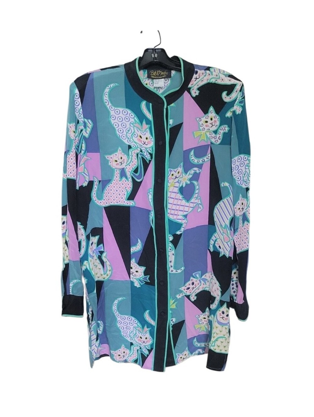 Bob Mackie Silk Graphic Cat Print Tunic Size M
